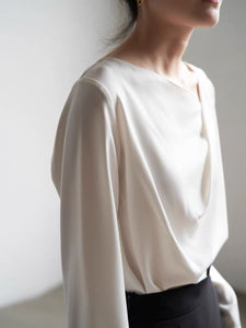 Drape Long Sleeve  Blouse [2 Colours]