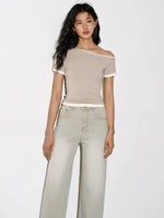 Load image into Gallery viewer, Contrast Toga Tee in Beige
