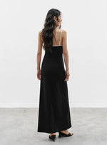 Load image into Gallery viewer, Tencel Contrast Maxi Dress in Black
