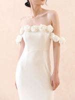 Load image into Gallery viewer, Off Shoulder Rose Gown in White
