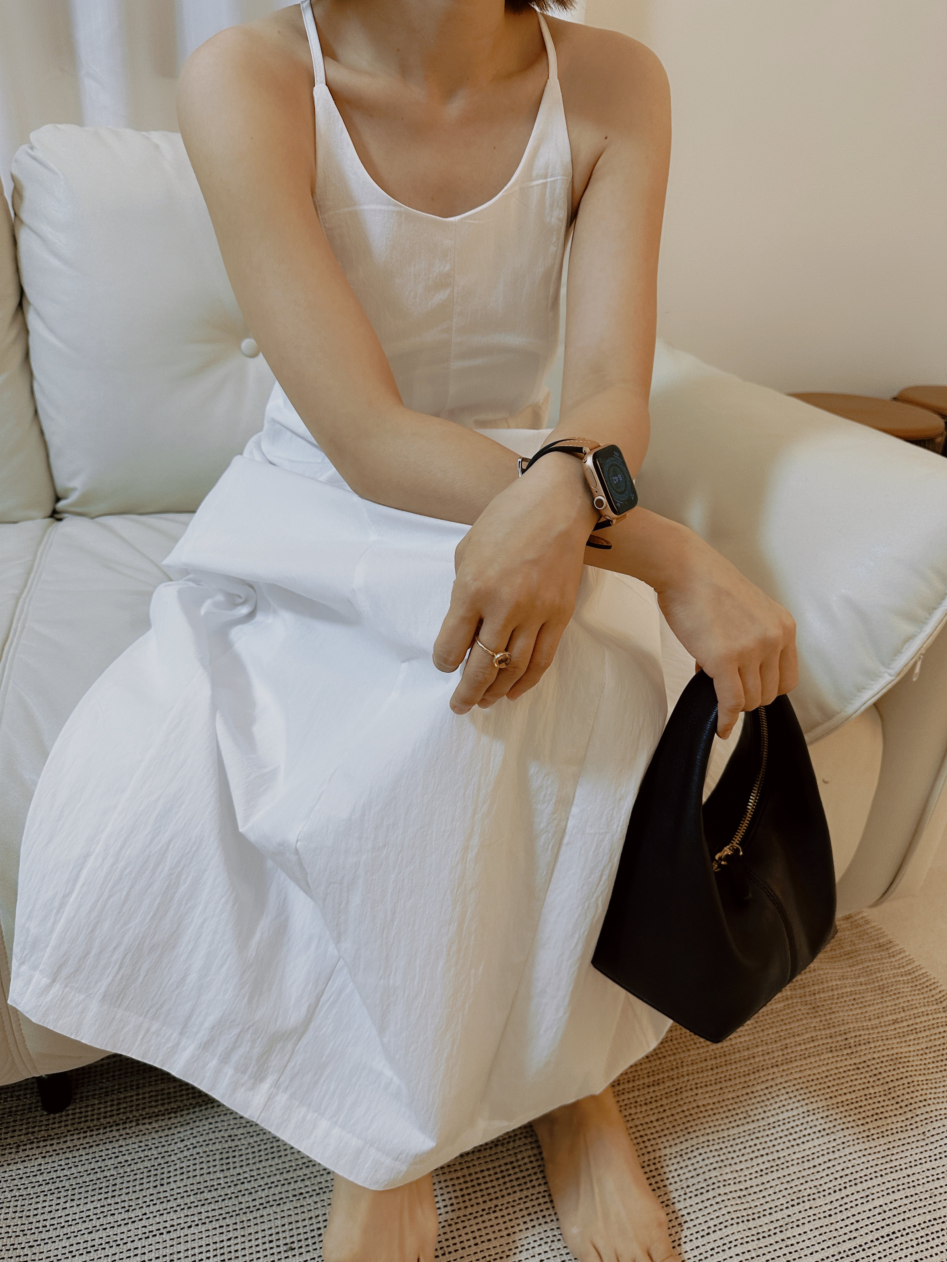 [KR] Deep Cut Cami Maxi Dress in White