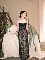 Load image into Gallery viewer, Textured Lace Cami Gown in Black
