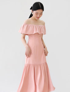 Joie Off Shoulder Flute Dress - Peach