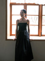 Load image into Gallery viewer, Peplum Camisole + Maxi Skirt Set in Black
