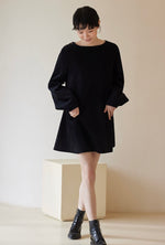 Load image into Gallery viewer, 2-Way Long Sleeve Flare Dress in Black
