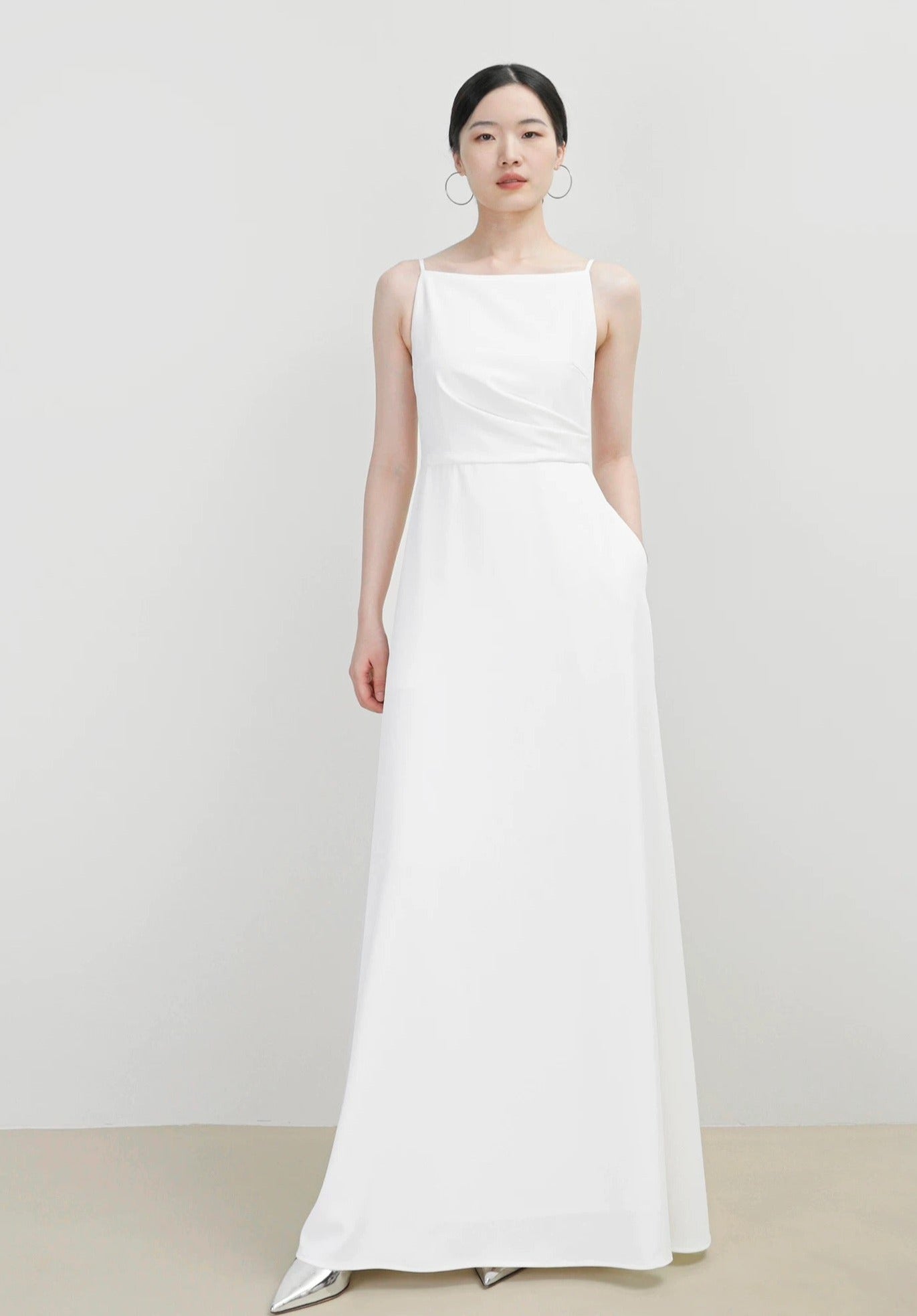 Cami A-Line Pocket Gown in White