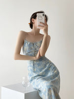 Load image into Gallery viewer, Watercolour Cami Midi Dress in Blue
