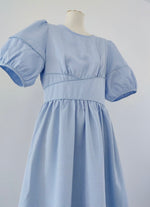 Load image into Gallery viewer, Checked Puff Sleeve Midi Dress in Blue
