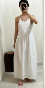 Korean Deep Cut Cami Maxi Dress in White
