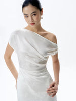 Load image into Gallery viewer, [Customizable] Printed Satin Toga Gown in White
