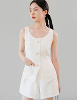 Load image into Gallery viewer, Tailored Sleeveless Suit Jumpsuit in White
