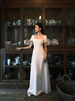 Load image into Gallery viewer, Gathered Panel Puff Sleeve Gown in White
