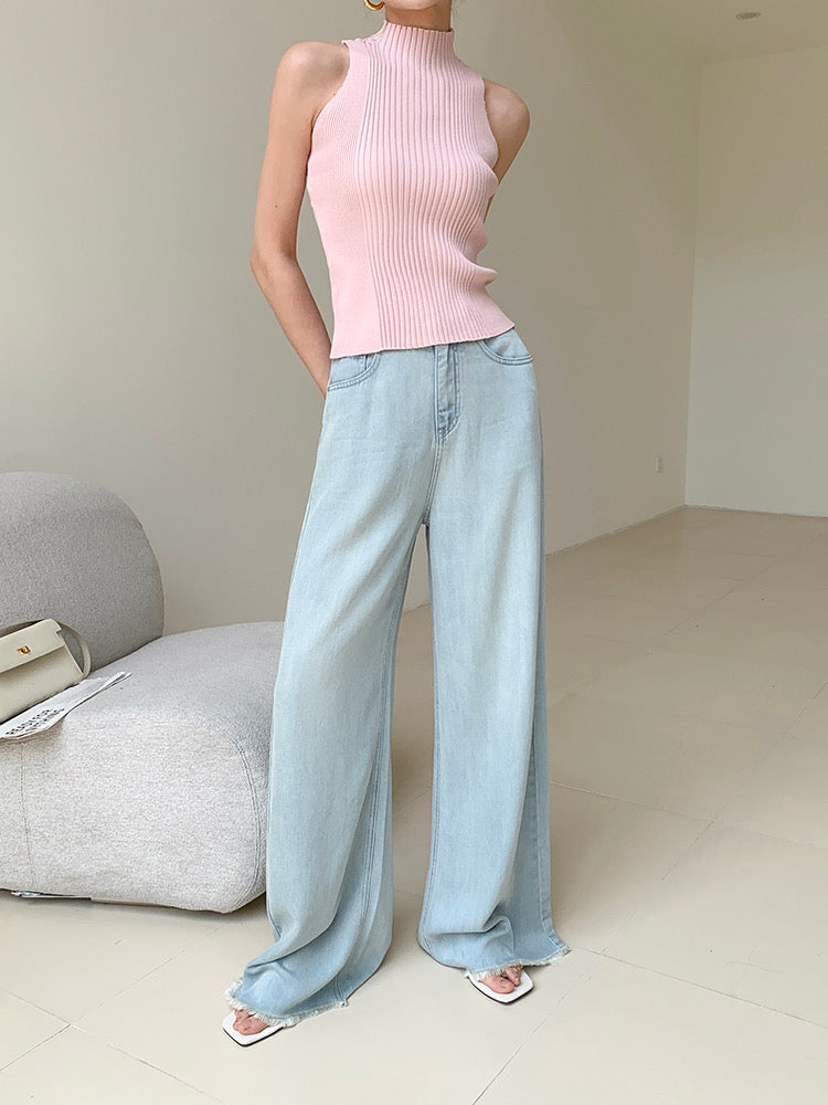 Tencel Flare Leg Light Jeans in Blue