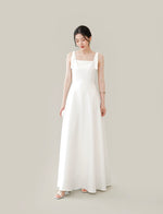 Load image into Gallery viewer, Long Shoulder Bow Maxi Dress in White
