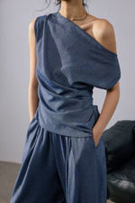 Load image into Gallery viewer, Toga Top // Wide Leg Pants in Crystal Blue
