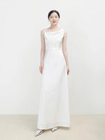 Load image into Gallery viewer, Asymmetric Shoulder Gown in White
