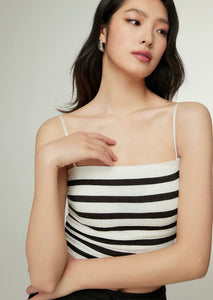 Padded Striped Camisole in White/Black