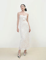 Load image into Gallery viewer, Floral Lace Cutout Dress in White
