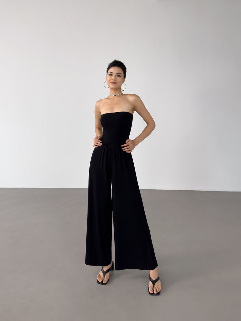 [Ready to Ship] Bustier Stretch Maxi Jumpsuit in Black