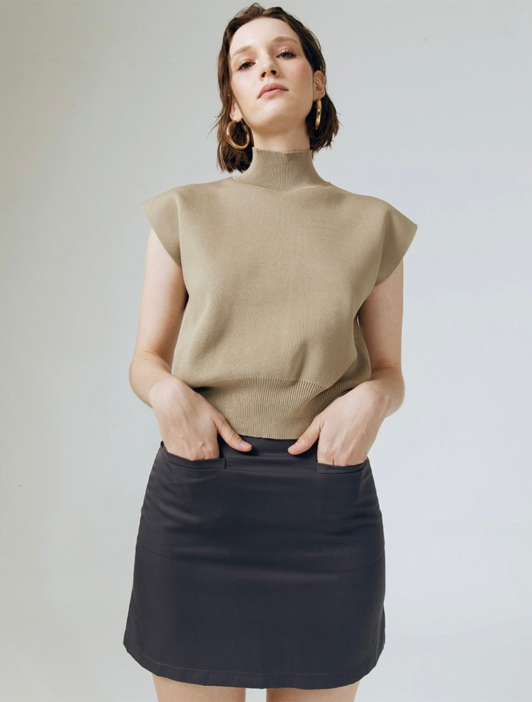 Wilma Pocket Mini Skirt in Graphite Grey