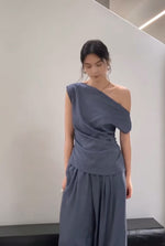 Load image into Gallery viewer, Toga Top // Wide Leg Pants in Crystal Blue
