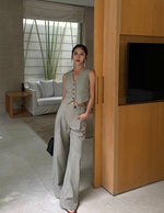 Load image into Gallery viewer, Slit Pocket Wide Leg Tailored Trousers in Greige
