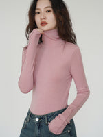 Load image into Gallery viewer, Tencel Line Turtleneck in Pink
