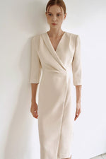 Load image into Gallery viewer, Korean Nova Tailored Dress in Cream
