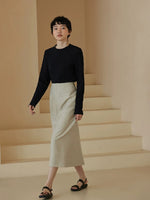 Load image into Gallery viewer, Textured H-Line Skirt in Beige
