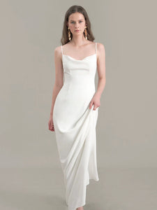 Classic Drape Neck Gown in White