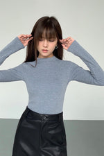 Load image into Gallery viewer, High Neck Long Sleeve Top in Light Grey
