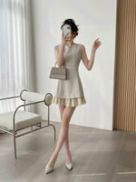 Load image into Gallery viewer, Tweed Ruffle Mini Dress in Beige
