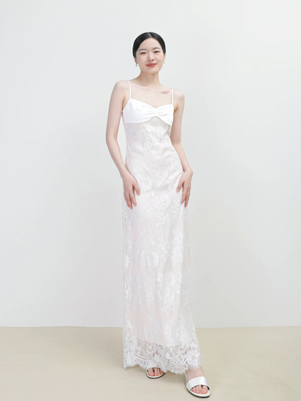 Lace Layered Gown in White