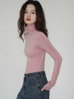 Load image into Gallery viewer, Tencel Line Turtleneck in Pink
