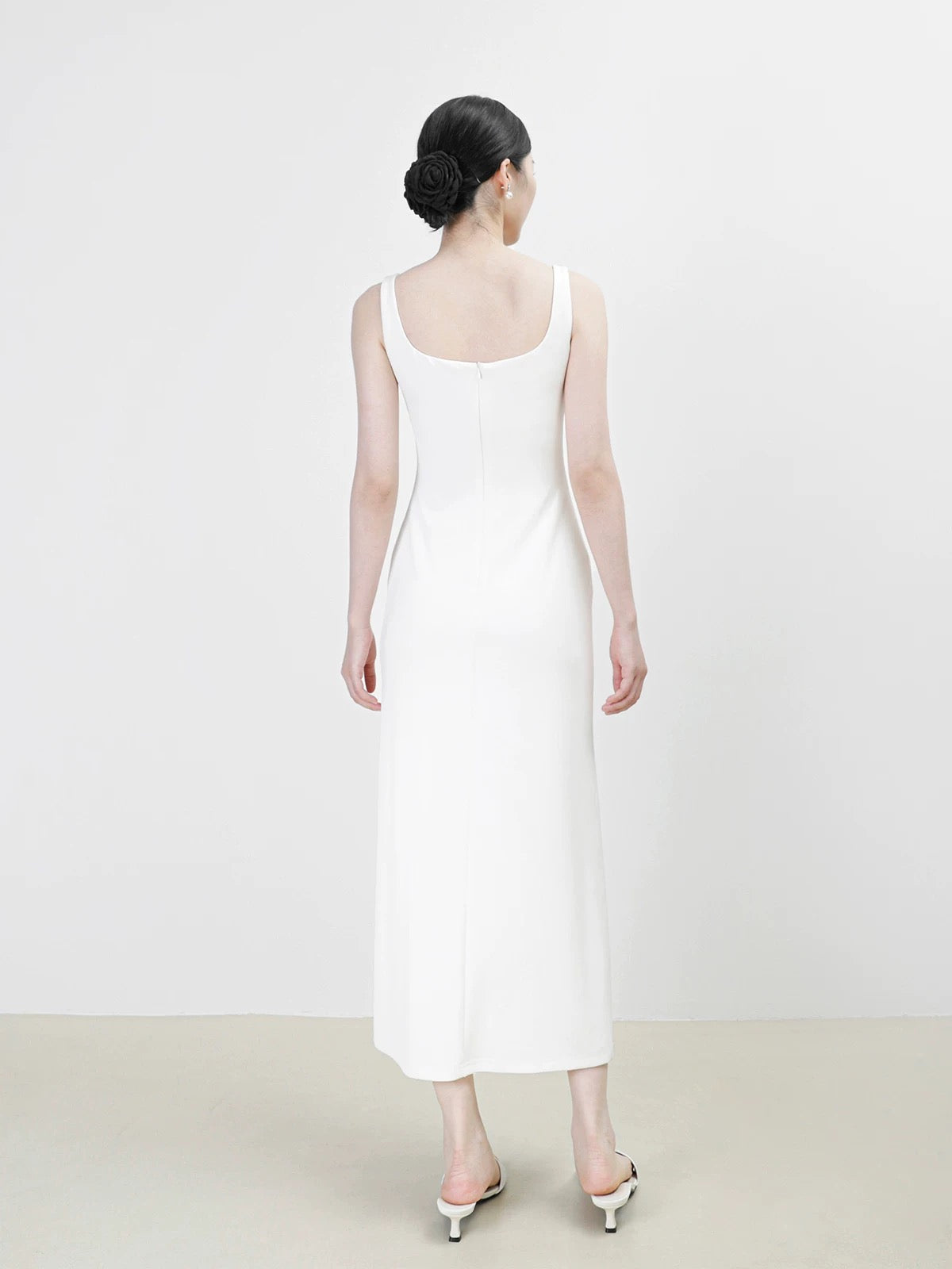 Tailored Stretch Shift Dress in White