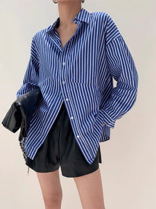 Oversized Striped Shirt in Blue