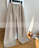 Load image into Gallery viewer, Relaxed Wide Leg Linen Hook Trousers in Khaki
