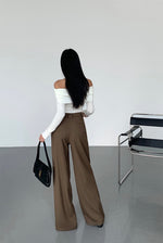 Load image into Gallery viewer, Woven Wide Leg Trousers in Black
