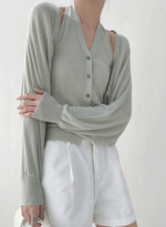 Load image into Gallery viewer, Light Knit Cropped Bolero Cardigan in Green
