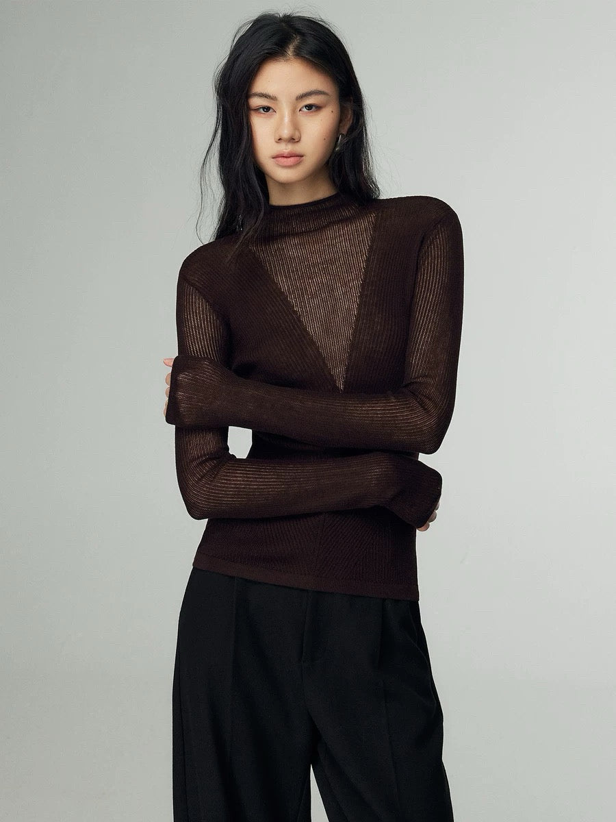 Sheer Knit V Top [2 Colours]