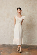 Load image into Gallery viewer, Tencel Blend Pleated Midi Dress in Cream
