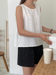 Korean Linen Sleeveless Top [2 Colours]