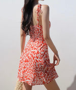 Load image into Gallery viewer, Loveheart Tie Strap Mini Dress in Orange
