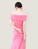 Load image into Gallery viewer, Off Shoulder Slit Maxi Dress in Pink
