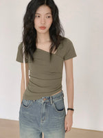 Load image into Gallery viewer, Asymmetric Cut Tee in Khaki

