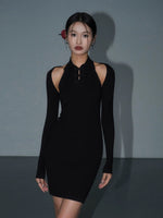 Load image into Gallery viewer, Mini Halter Cheongsam + Bolero Set in Black
