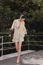 Load image into Gallery viewer, Tencel Blend Shirt // Shorts Set in Beige
