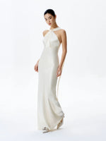 Load image into Gallery viewer, [Customizable] Drop Back Twist Drape Satin Gown in White
