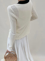Load image into Gallery viewer, Contrast Edge Ribbed Cardigan in White
