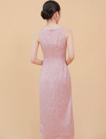 Load image into Gallery viewer, Chinoiserie Satin Slit Dress in Pink
